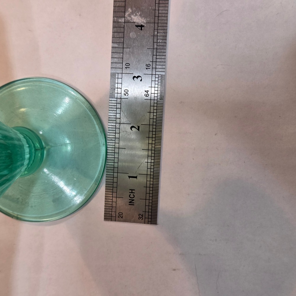 Vintage Uranium Glass Fan Vase Teal Green Ribbed Art Deco UV Reactive - Picture 9 of 10